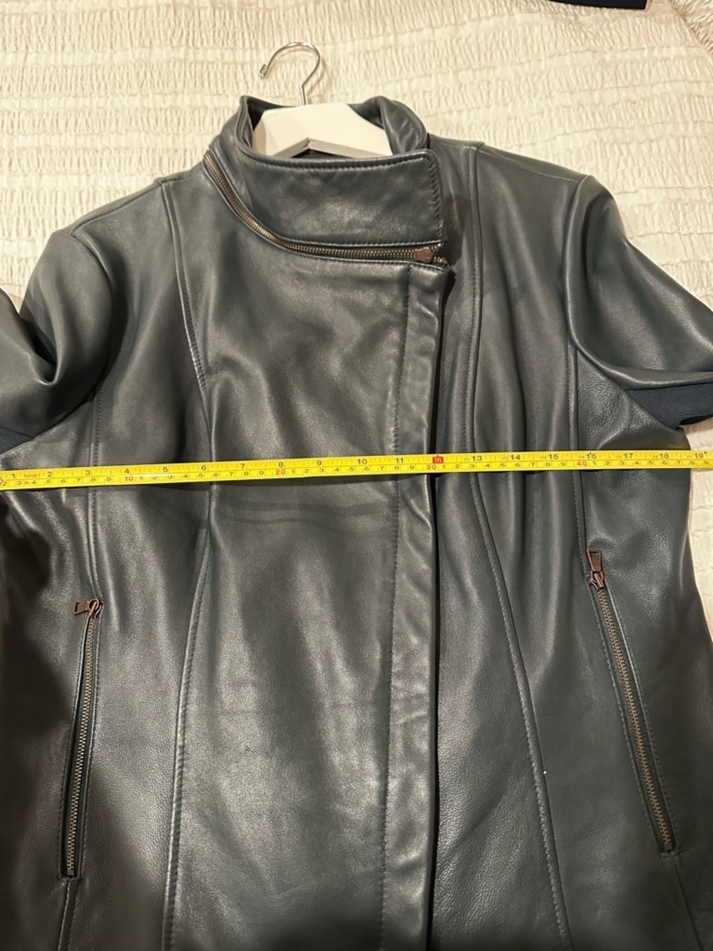 Sam Edelman dark green Leather Jacket - Picture 12 of 16